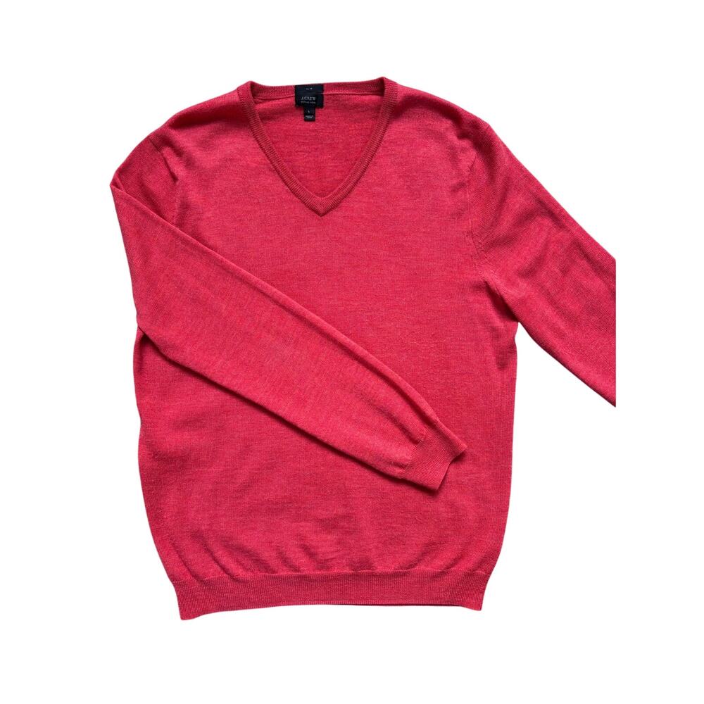 J.Crew Men's Fine-Knit Merino Wool V-Neck Sweater Slim, Size L